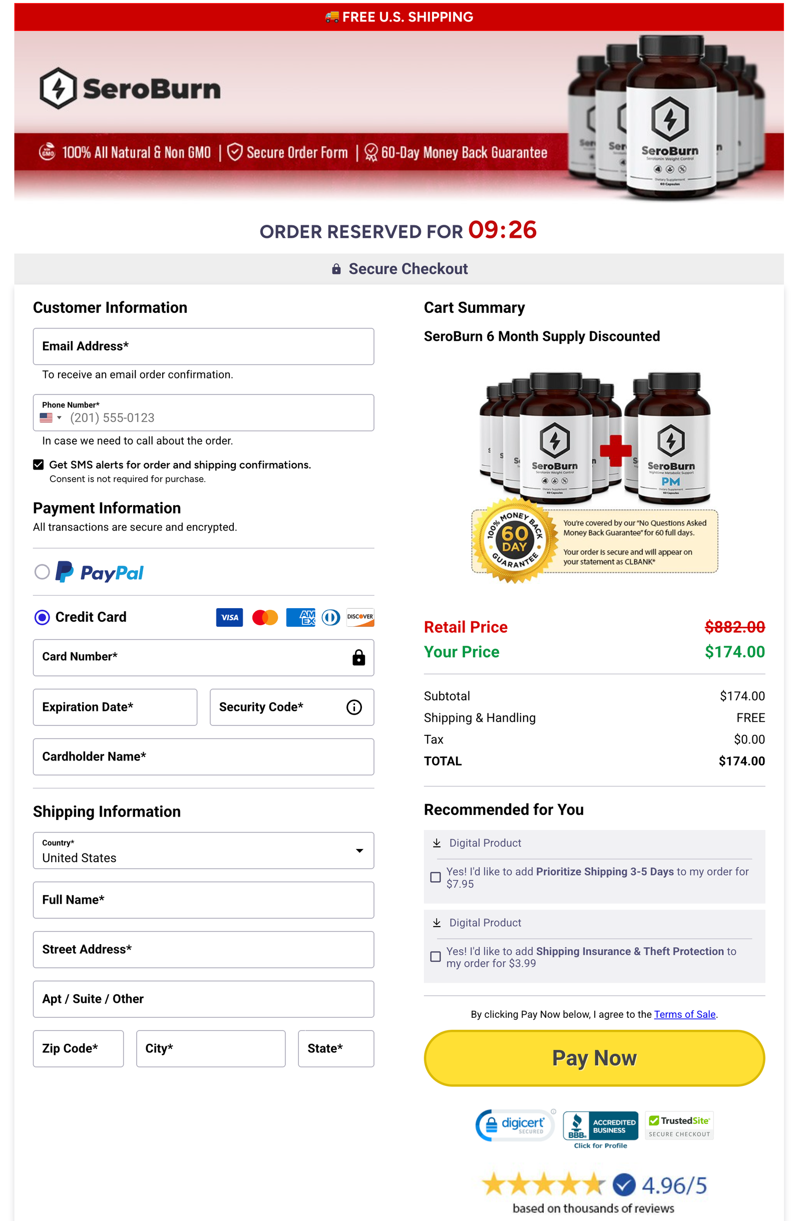 SeroBurn Official Website Secure Order Page